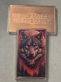 Ten (10) Ounce .999 Fine Copper Bar - Color UV Wolf Design