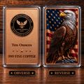 10 oz .999 Fine Copper Bar – Sentinel Eagle Draped Flag Design– Full UV Colorized | Copper Reserve Mint