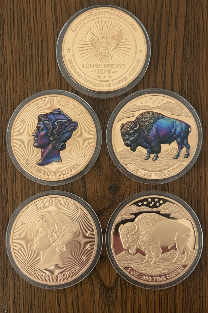 10 Pack of One (1) Ounce UV Colored Copper Round / Coin- COPPER RESERVE MINT - 2026 Flame Series
