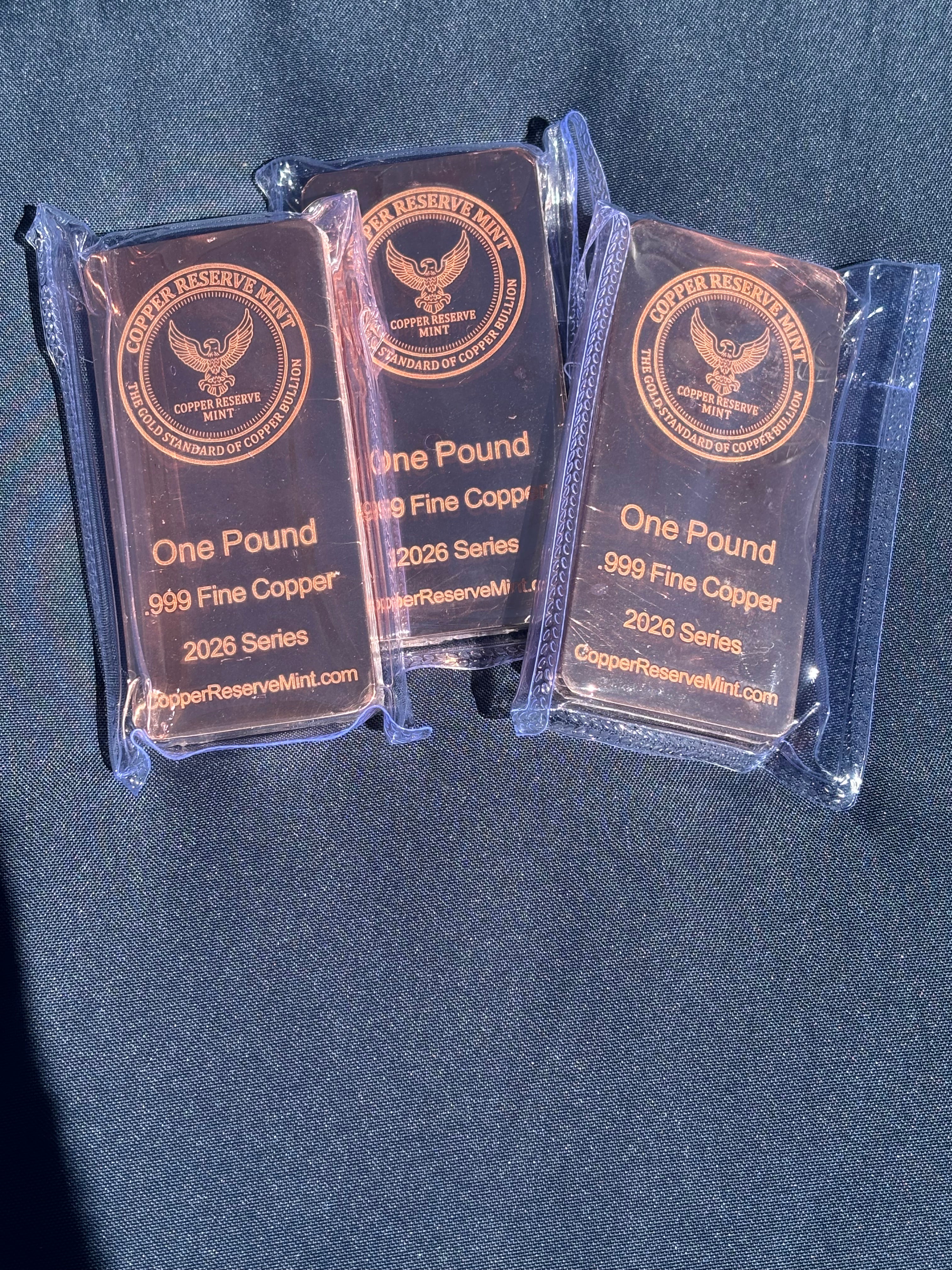 COPPER RESERVE MINT - Signature Eagle Series One Pound Mirror Finish Polished .999 Fine Copper Bullion Bar