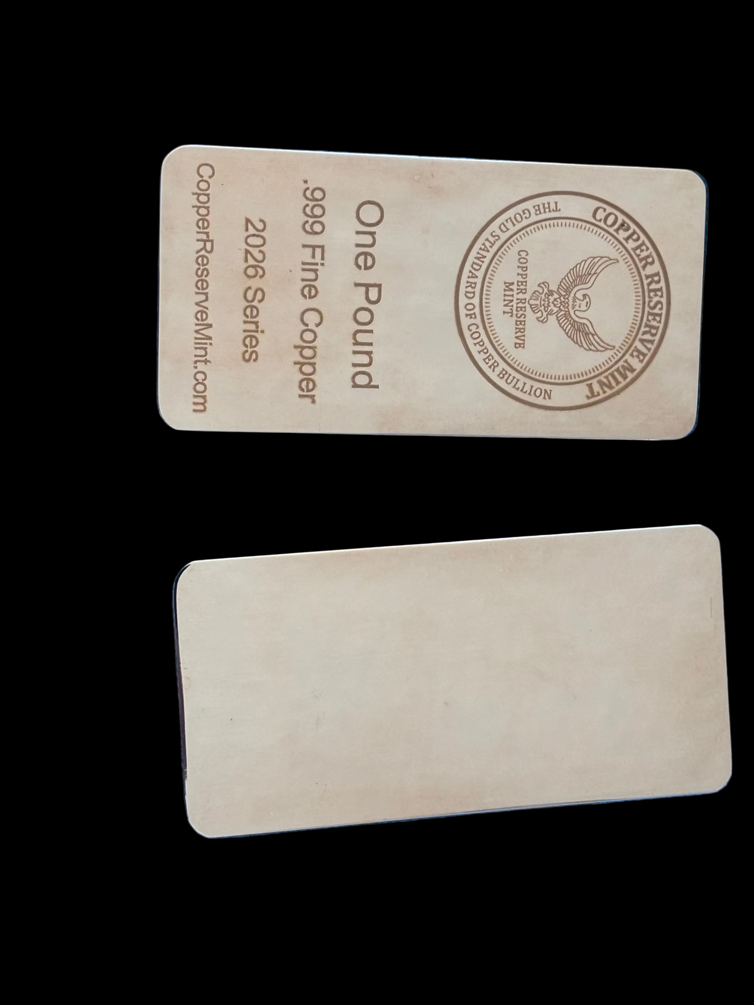 COPPER RESERVE MINT - Signature Eagle Series One Pound Mirror Finish Polished .999 Fine Copper Bullion Bar