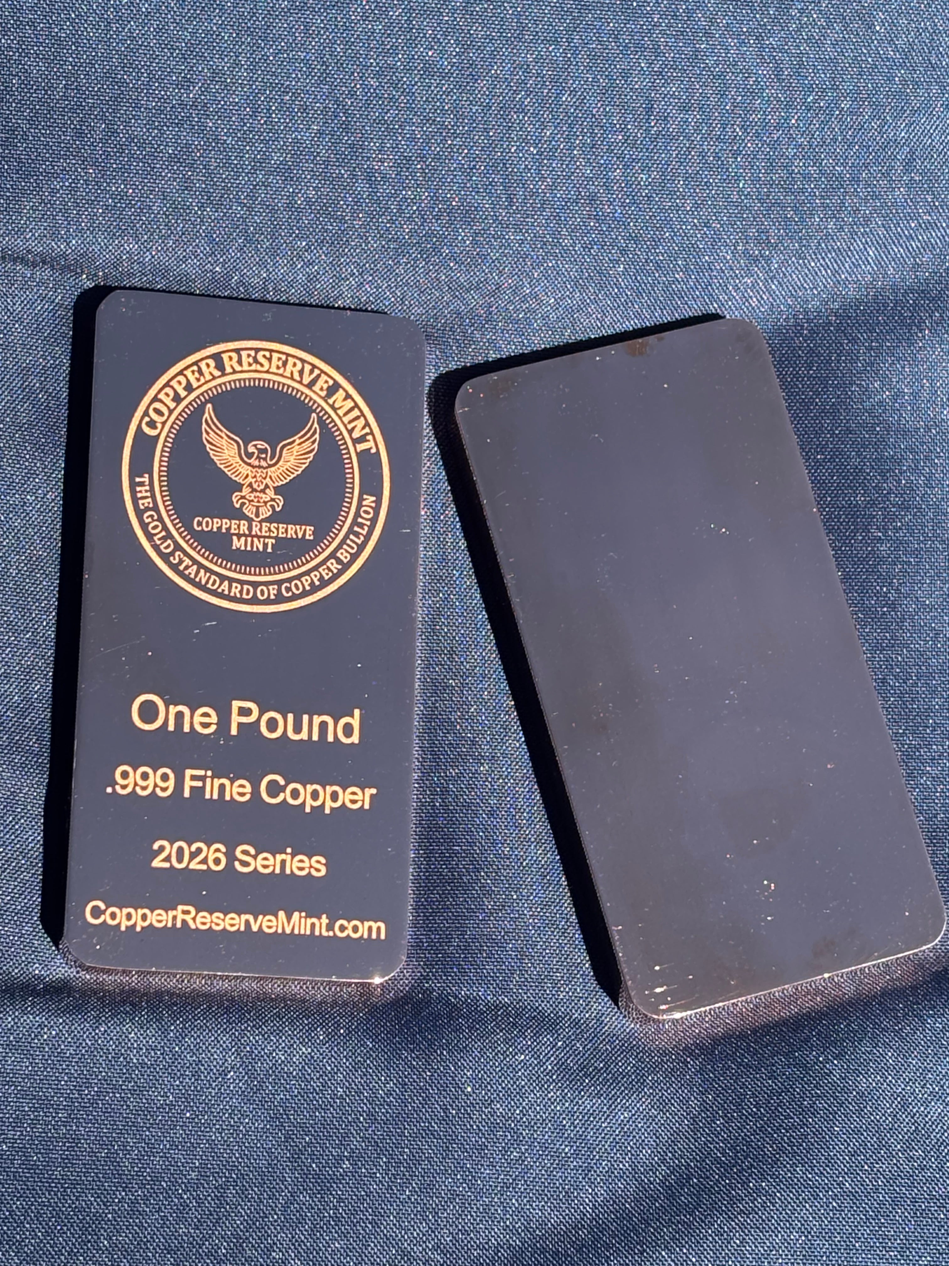 COPPER RESERVE MINT - Signature Eagle Series One Pound Mirror Finish Polished .999 Fine Copper Bullion Bar