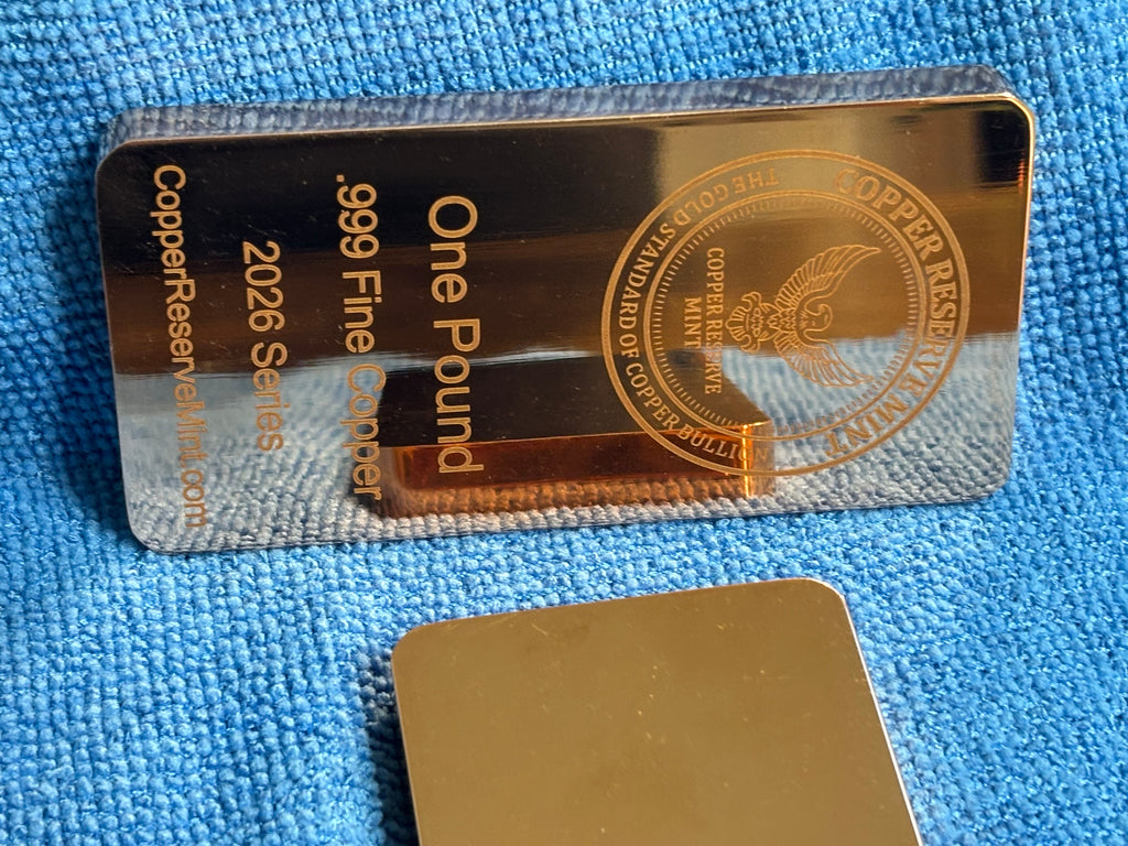 COPPER RESERVE MINT - Signature Eagle Series One Pound Mirror Finish Polished .999 Fine Copper Bullion Bar