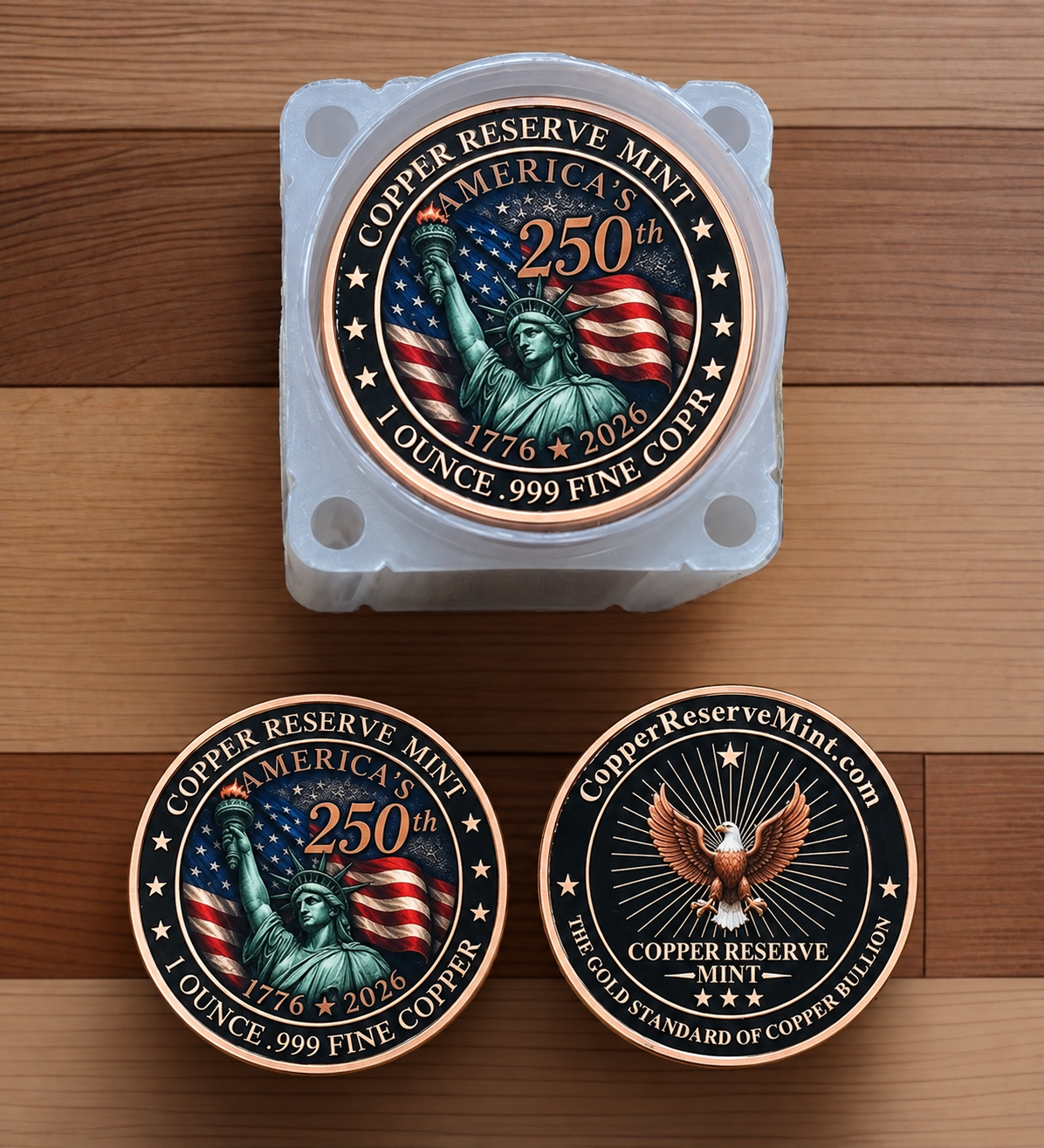 America 250th Anniversary – 1 oz .999 Fine Copper Rounds | Tube of 20