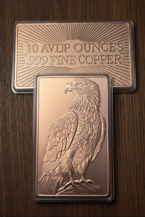 10 oz .999 Fine Copper Bar – Sentinel Eagle– Full Bare Copper Design| Copper Reserve Mint