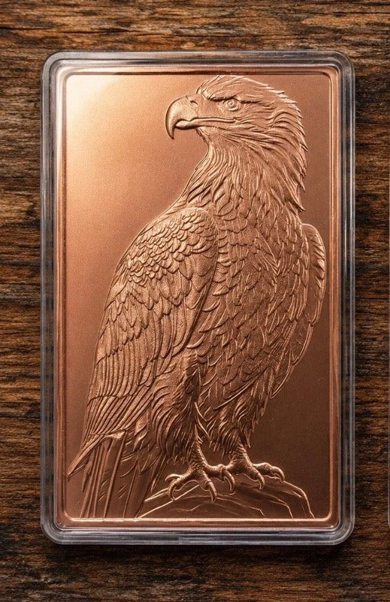 Ten (10) Ounce .999 Fine Copper Bar - Bare Copper Eagle Design