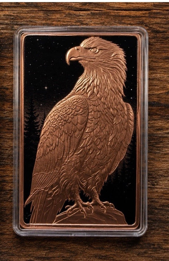 Ten (10) Ounce .999 Fine Copper Bar - UV Colorized Eagle Design