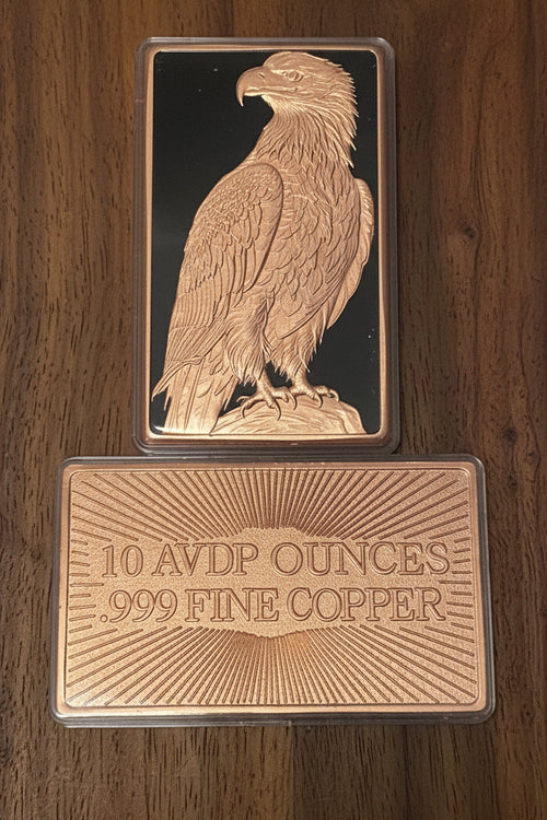 10 oz .999 Fine Copper Bar – Night Eagle – Bare Copper Eagle + UV Colorized Night Sky Background | Copper Reserve Mint