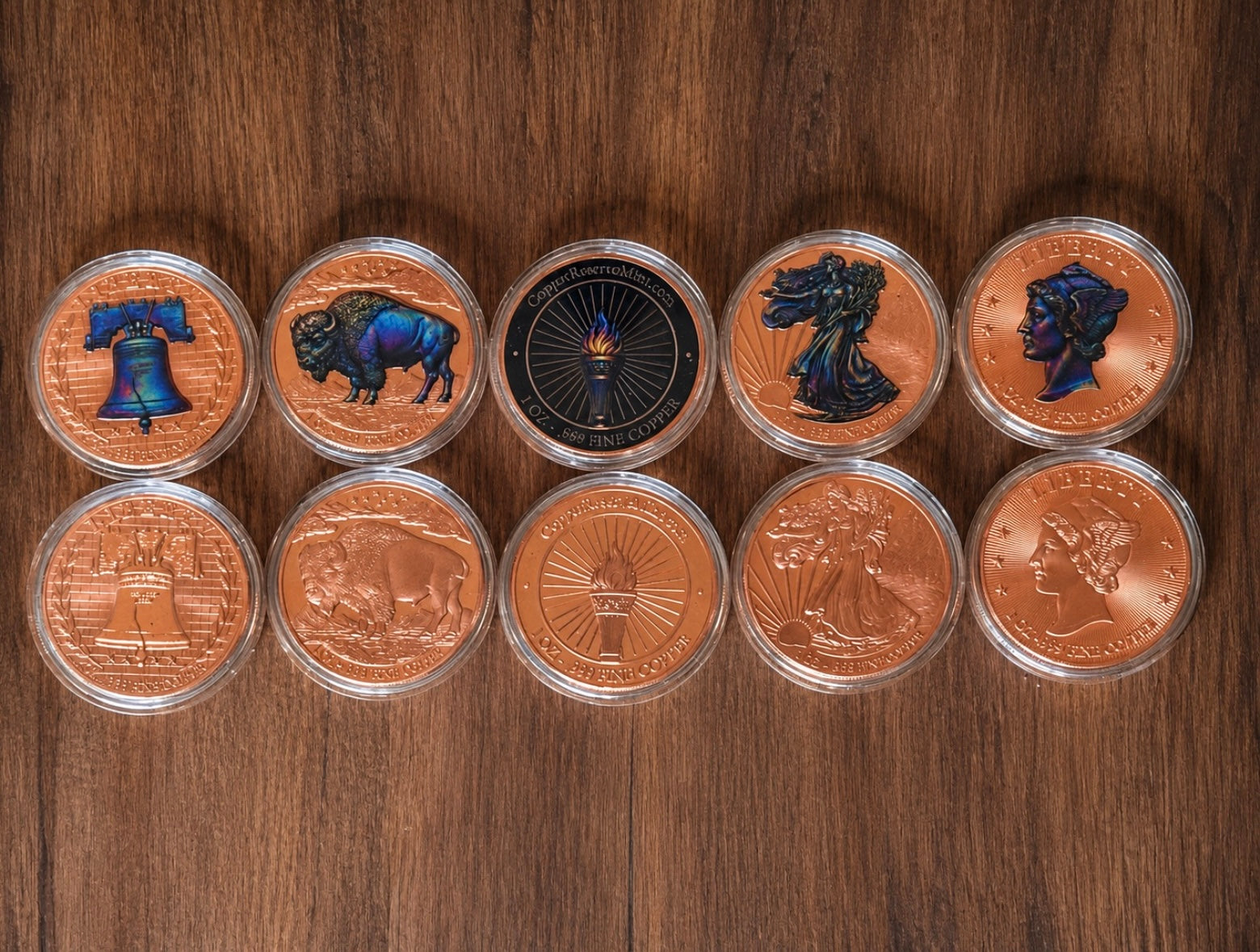10 Pack of One (1) Ounce UV Colored Copper Round / Coin- COPPER RESERVE MINT - 2026 Flame Series